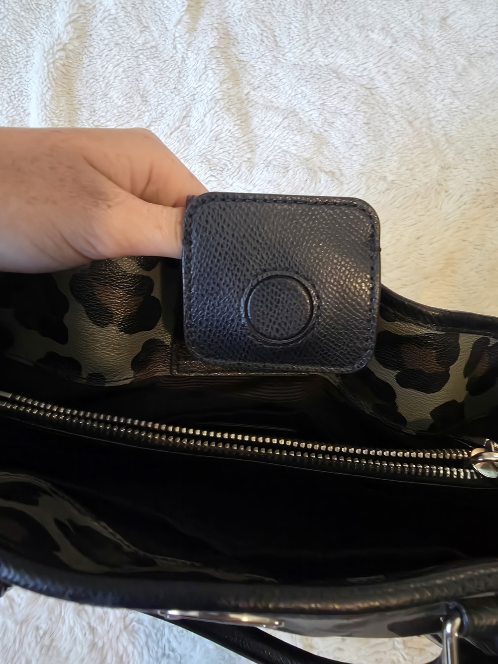 Y2k Coach Margot Carryall Ocelot Print Gray/Black Leopard Purse - Picture 5 of 11